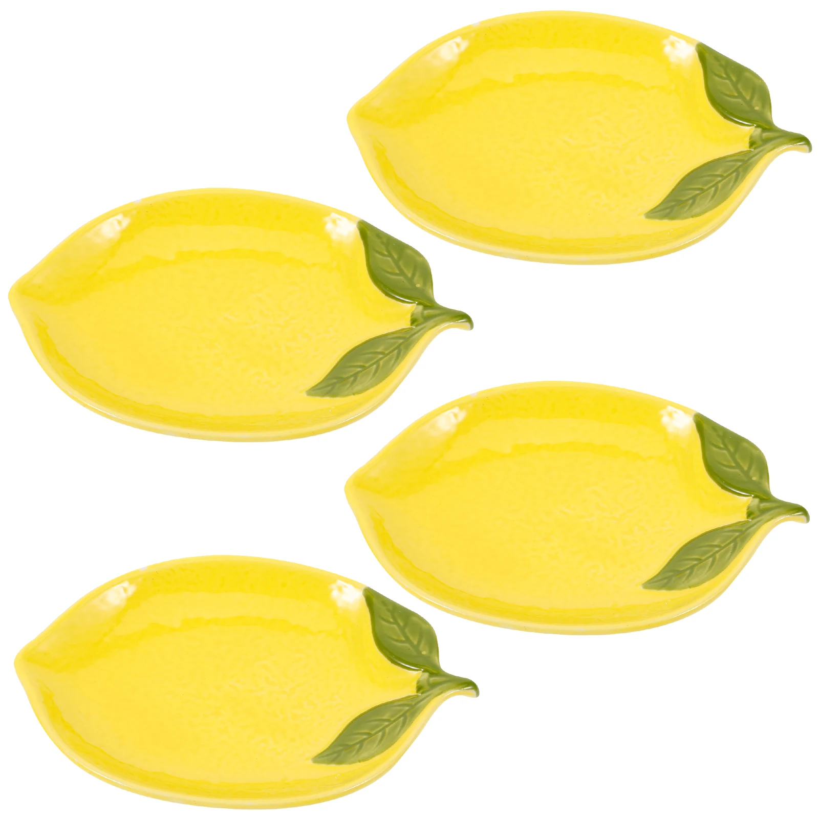 4pcs Creative Lemon Shaped Plate Ceramic Snack Dish Cute Children Breakfast Bowl Personalized Dinner Plate Salad Bowl Tableware