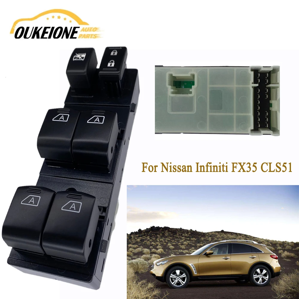 Elektrischer Hauptfensterheber-Steuerschalter auf der Fahrerseite für Nissan Infiniti FX35 EX37 EX35 CLS51, Reglerknopf 254011 BN1C