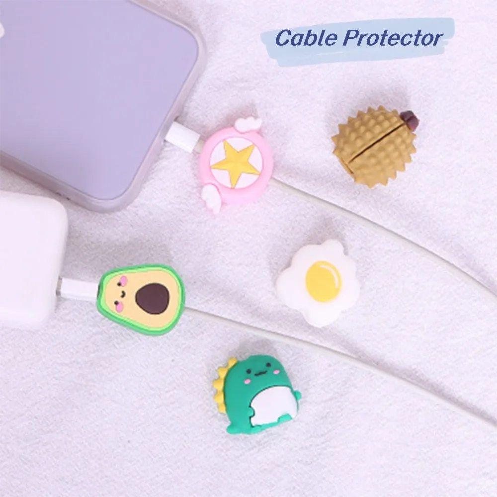 Cute Cartoon Organizer Cable Protector Bites Wire Winder Saver For USB Charging Cable Data Line Earphones Cord Protectors Cover multifunctional storage wall comb wall mounted cute case plug box miscellaneous charging bedroom finger mobile phone storag o7f3