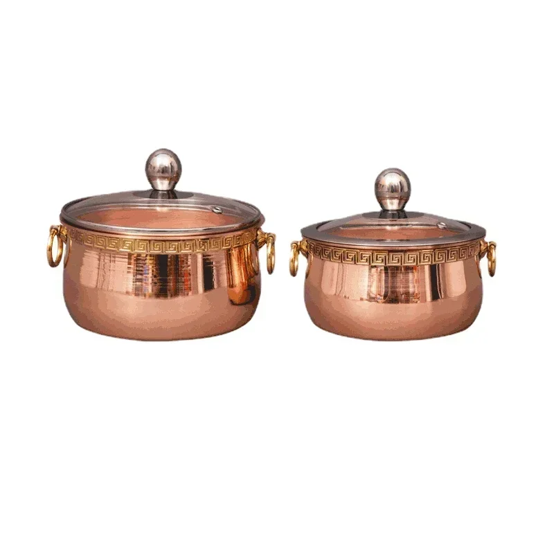 Pure copper thickened restaurant single hot pot one person shabu mutton small copper pot - Image 6