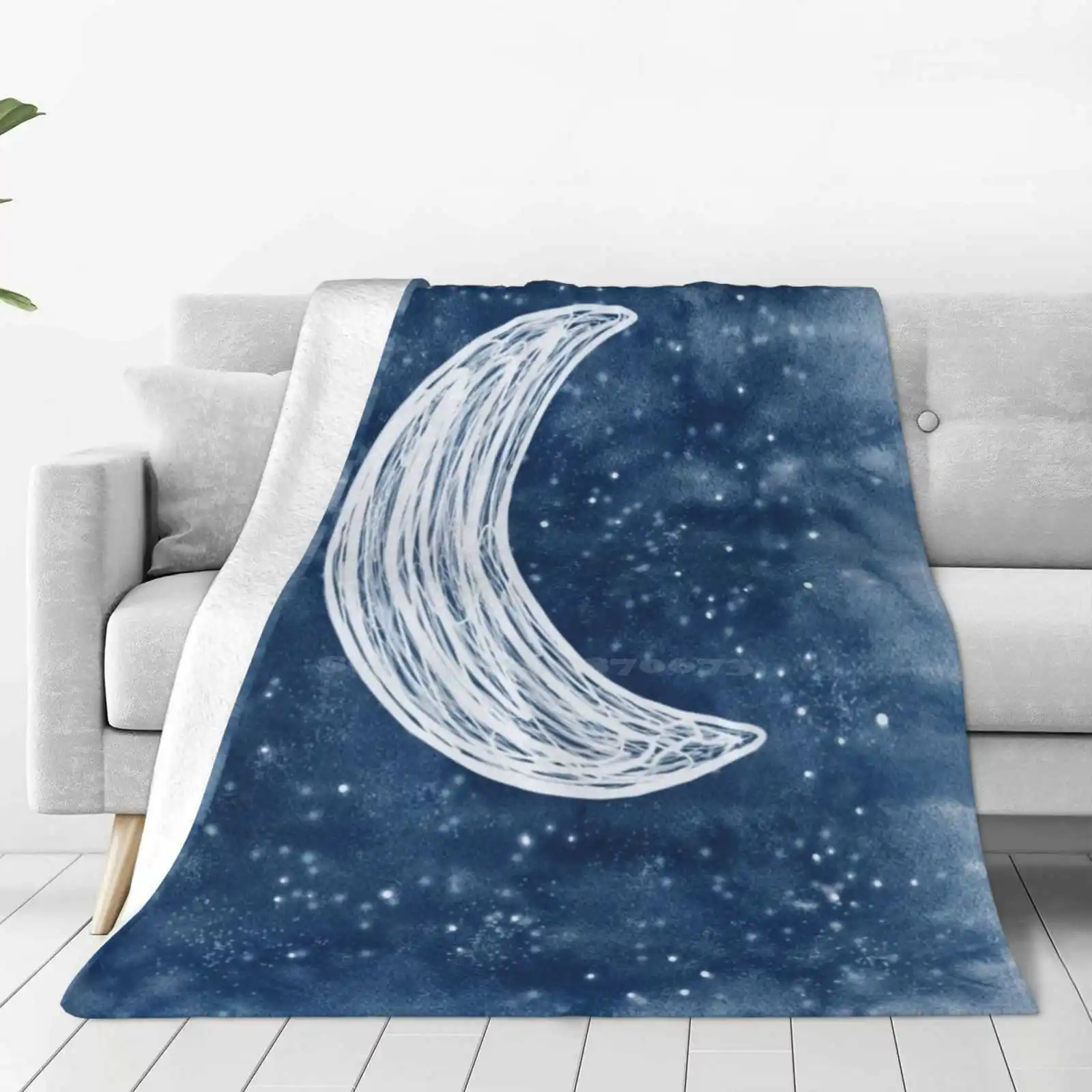 

Stars And Moon Pattern Creative Design Comfortable Warm Flannel Blanket Moon Stars Night Sky Blue Sky Watercolor Phone Hippie