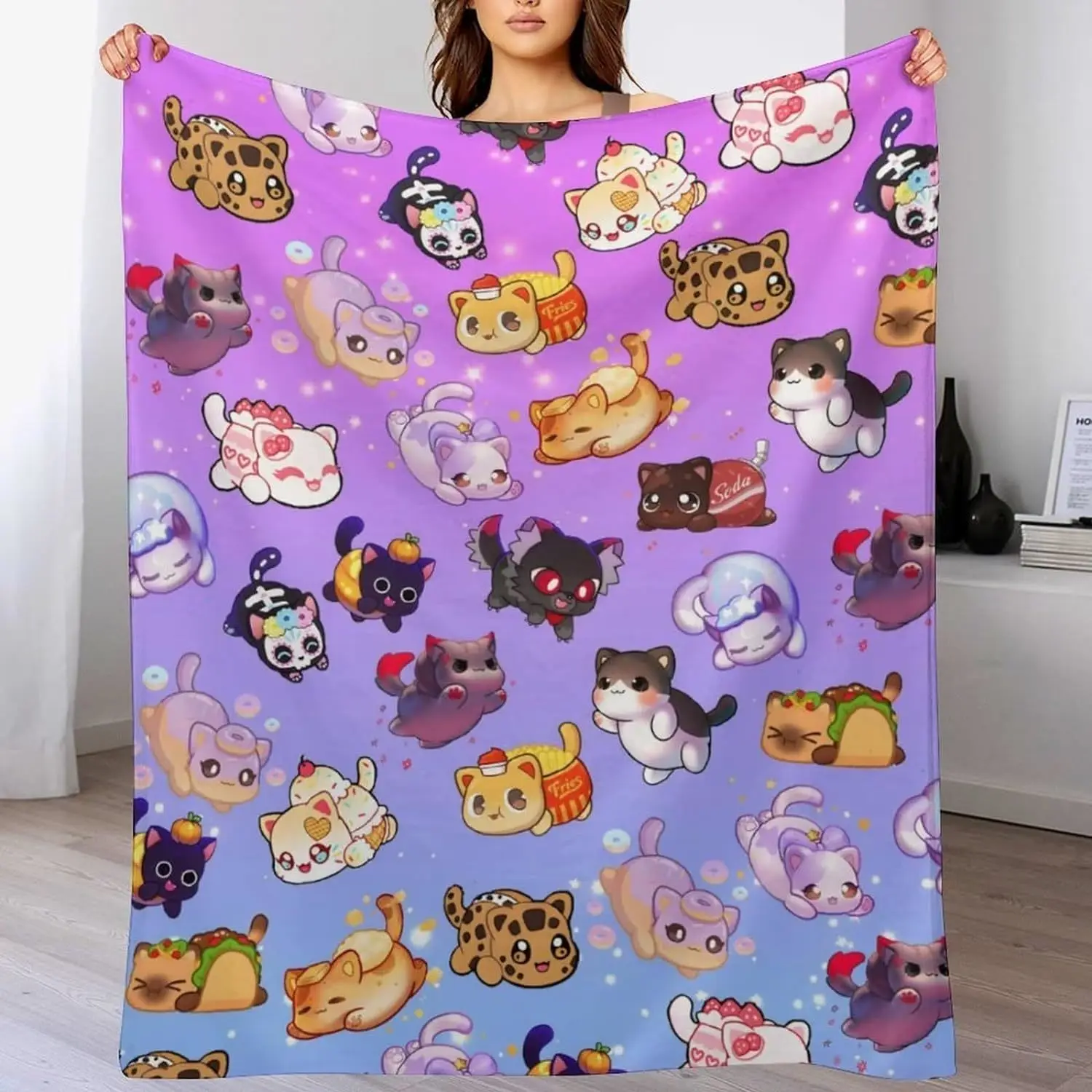 

Customized blanket, anime cartoon cat sofa blanket, soft plush comfortable blanket, children's holiday, Christmas, Halloween bir