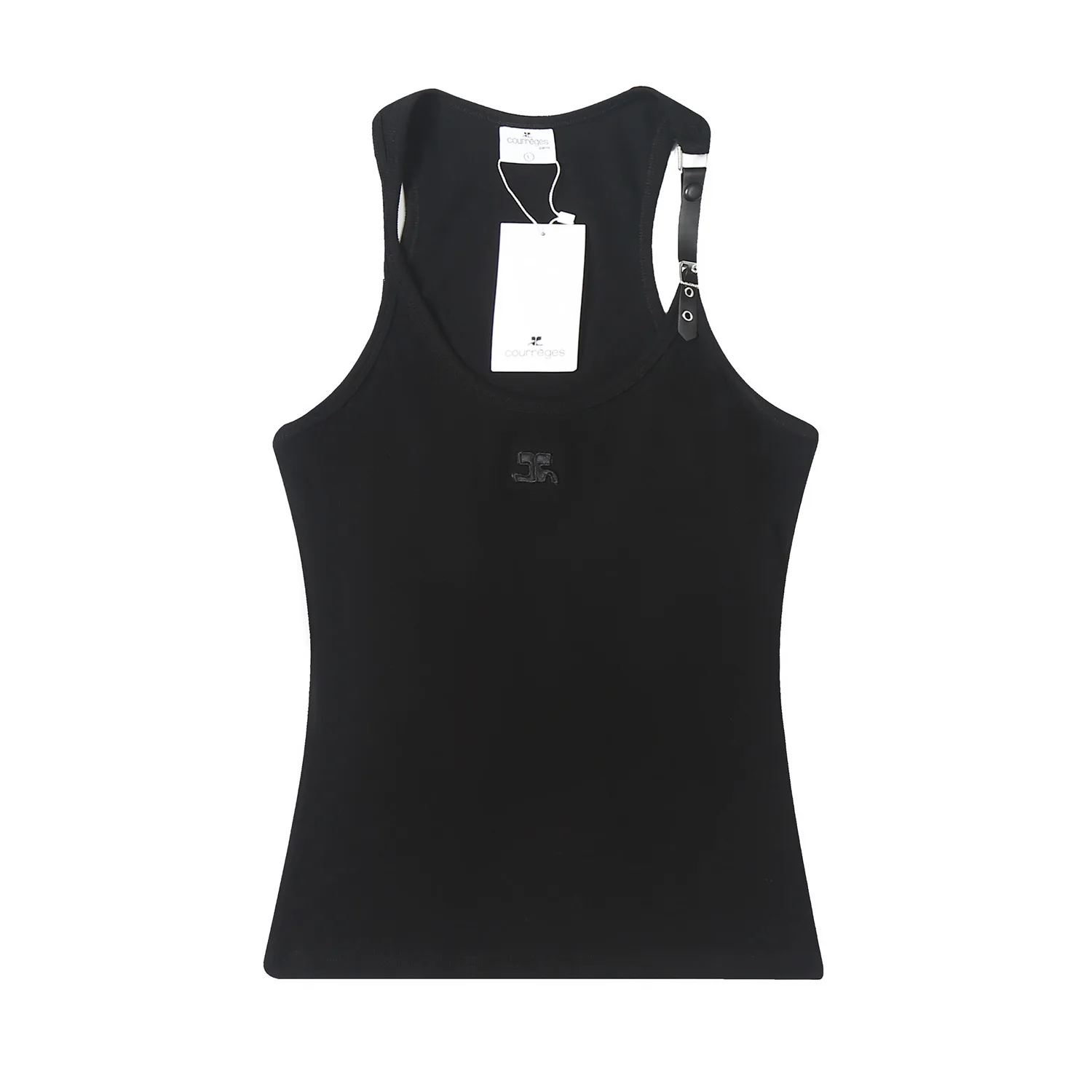 Description Picture 5 of item2024 New Retro Niche Trendy Brand Embroidered Belt Buckle Hot Girl Threaded Suspender Vest for Women Summer Designer Tee
