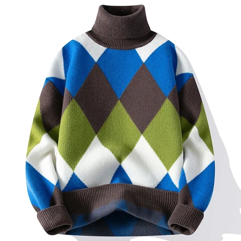 Autumn and Winter Thick Warm Turtleneck Men's High Quality Men's Christmas Sweater Turtleneck Homestay Style Cashmere Pullover