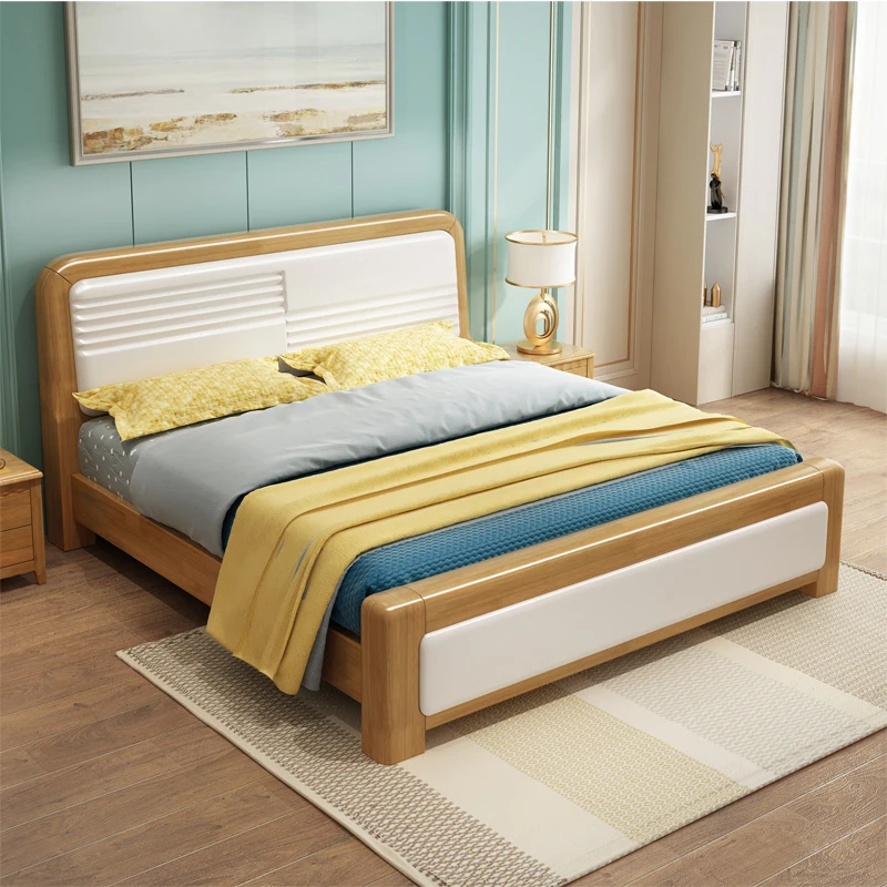 

Children's bed Solid wood bed 1.8m double bed Master Bedroom 1.5m bed Modern simple 1.2m single bed Home storage bed