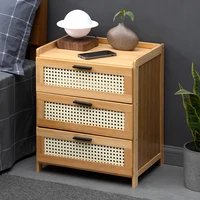 Drawer Nightstand Bedside Table Bedroom Nightstand with 1/3 Drawer Retro Style Home Storage Cabinet Bedroom Furniture Nightstand