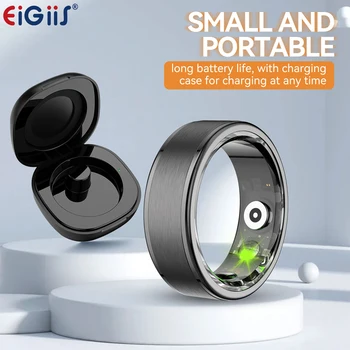 EIGIIS Smart Ring Wearable with Heart Rate/Blood Oxygen/Sleep Monitor 5ATM Waterproof Fitness Ring Health Tracker for Men Women 1