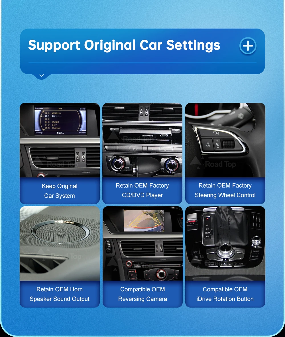 12.3 Road Top 8.9 Inch Touch Display Multimedia Player Andriod Auto Link For Audi A4 S4 B8 2009-2012 GPS Carplay Screen Car Play