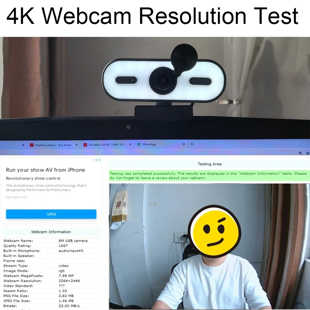 Ultra HD Mini Webcam with Autofocus, Noise-Reducing Mic, and Privacy Cover