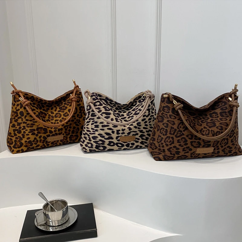 Autumn Winter New Large Capacity Women's Bags Fashion Leopard Print Tote Premium Texture Versatile Commuting Shoulder Armpits