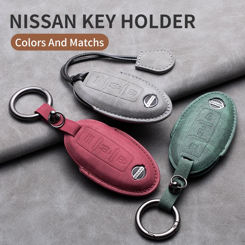 

Leather Car Key Case Cover Shell For Nissan Cube Juke Versa Note X-Trail Qashaqai Sunny Juke Altima TIIDA Murano Maxima Keychain