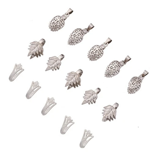 5pcs 24mm Brass Pinch Bails For Jewelry Making - Platinum Plated Pendant Crimp Ends
