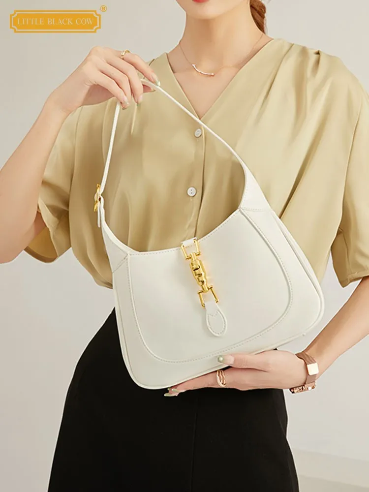 

Ladies Single Shoulder Saddle Bags Fashion Tote Handbag Hasp New 2022 Designer Solid Color Pu Leather Summer Women Underarm Bag