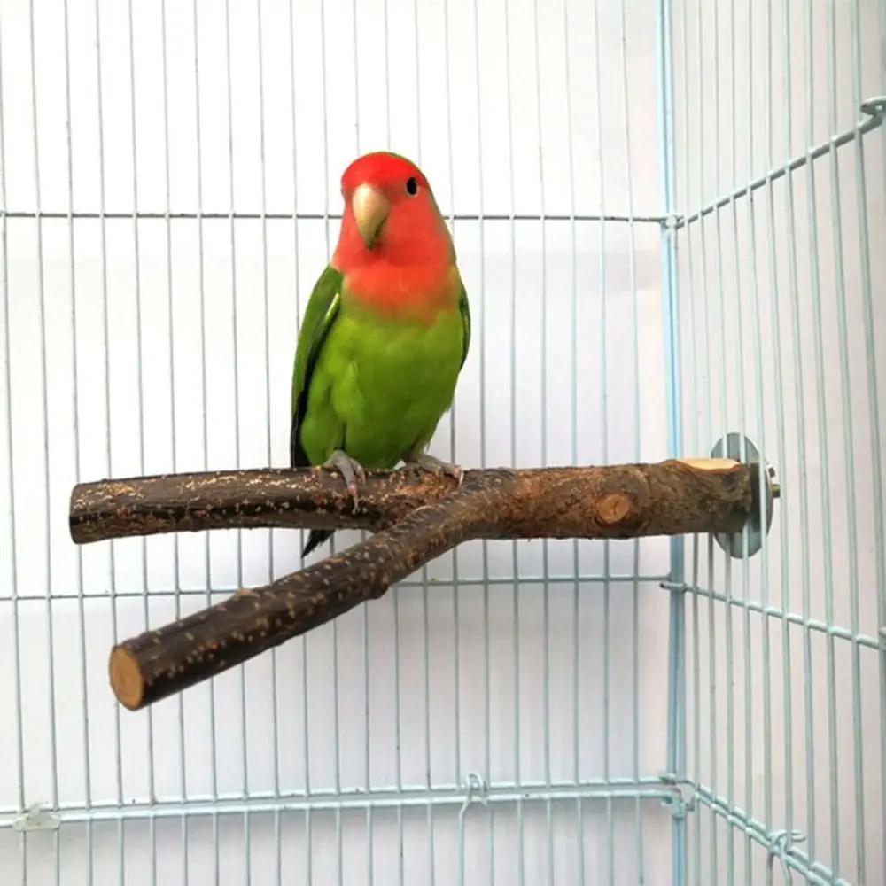 2Pcs Wood Parrot Bird Stand Tree Branch Rack Hanging Toys Squirrel Hamster Branch Perches Chew Bite Toys Stick 3