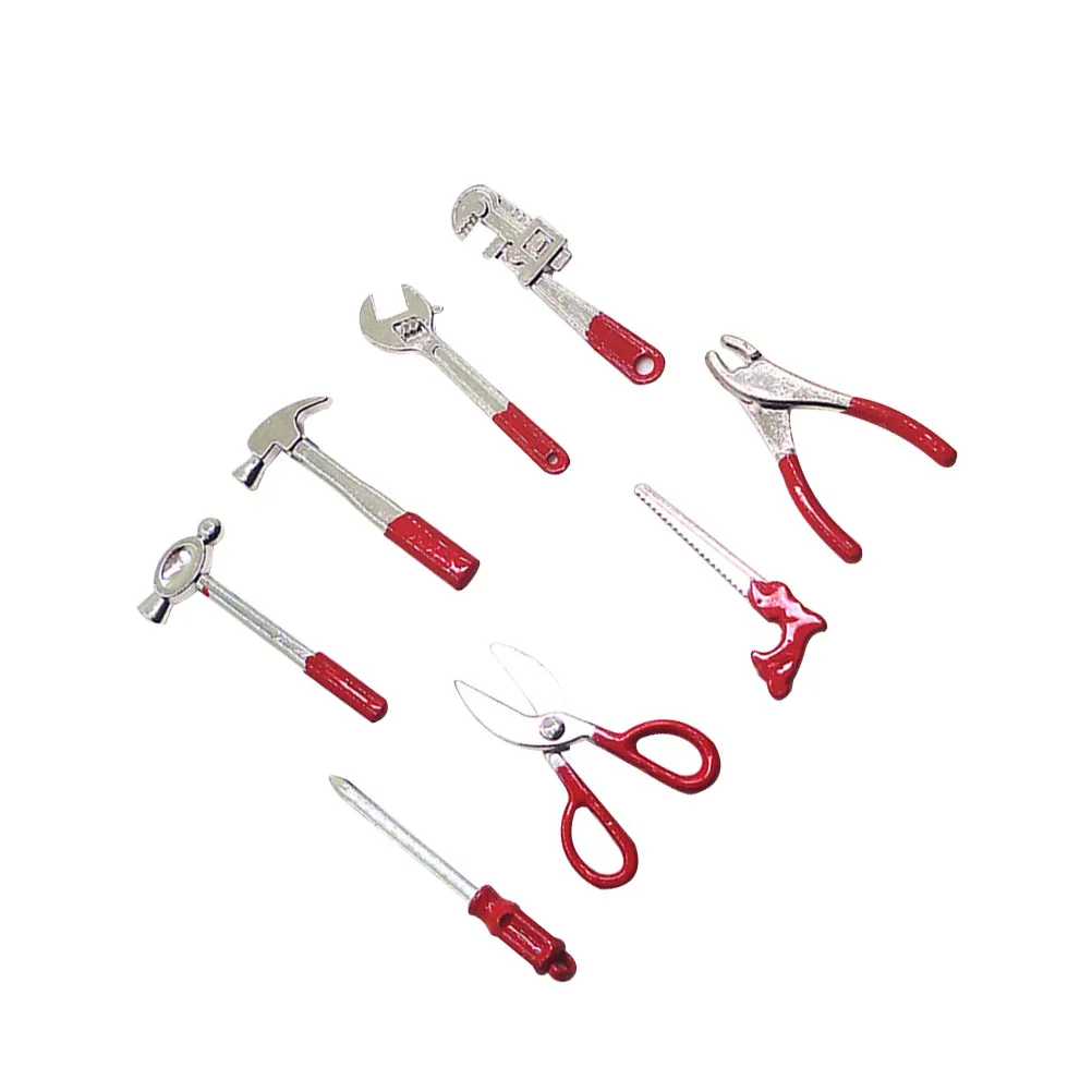 1세트 미니 하우스 도구 시뮬레이션 합금 수리 도구 미니어처 1:12 스케일 순수 수제 미니어처 도구 키트 미니 도구