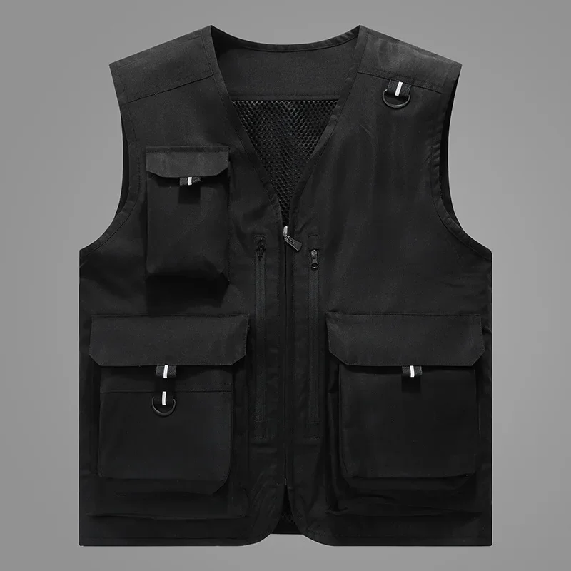 Men's Workwear Vest Outdoor Multi-Pocket Photographer Fishing Vest Printable Work Uniform Director Grip Clip