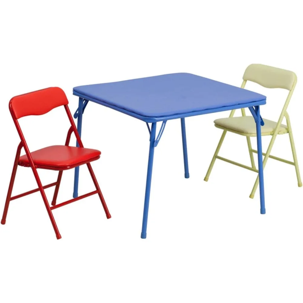 Mindy Kids 5-Piece Folding Square Table and Chairs Set for Daycare and Classrooms, Children's Activity Table Chairs Set