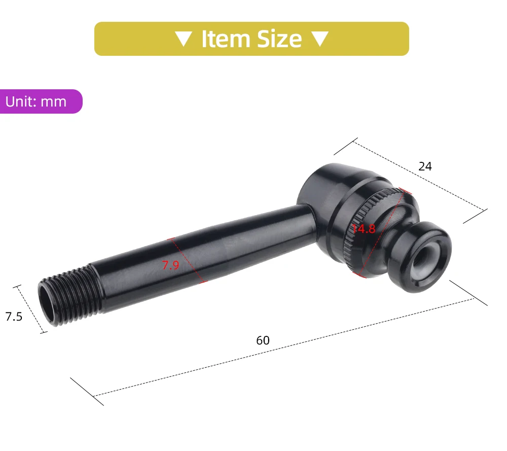 Deemount Disc Wheel Adapter, 7-förmiger Presta-auf-Schrader-Ventil-Adapter mit 20 cm Schlauch, optionaler Pumpenanschluss, Inflator, Fahrradzubehör – Detail 3