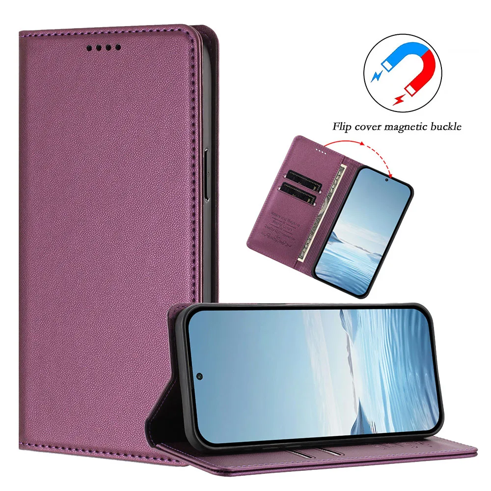 Premium Magnetic Flip Leather Wallet Phone Case – Elegant Protective Back Cover
