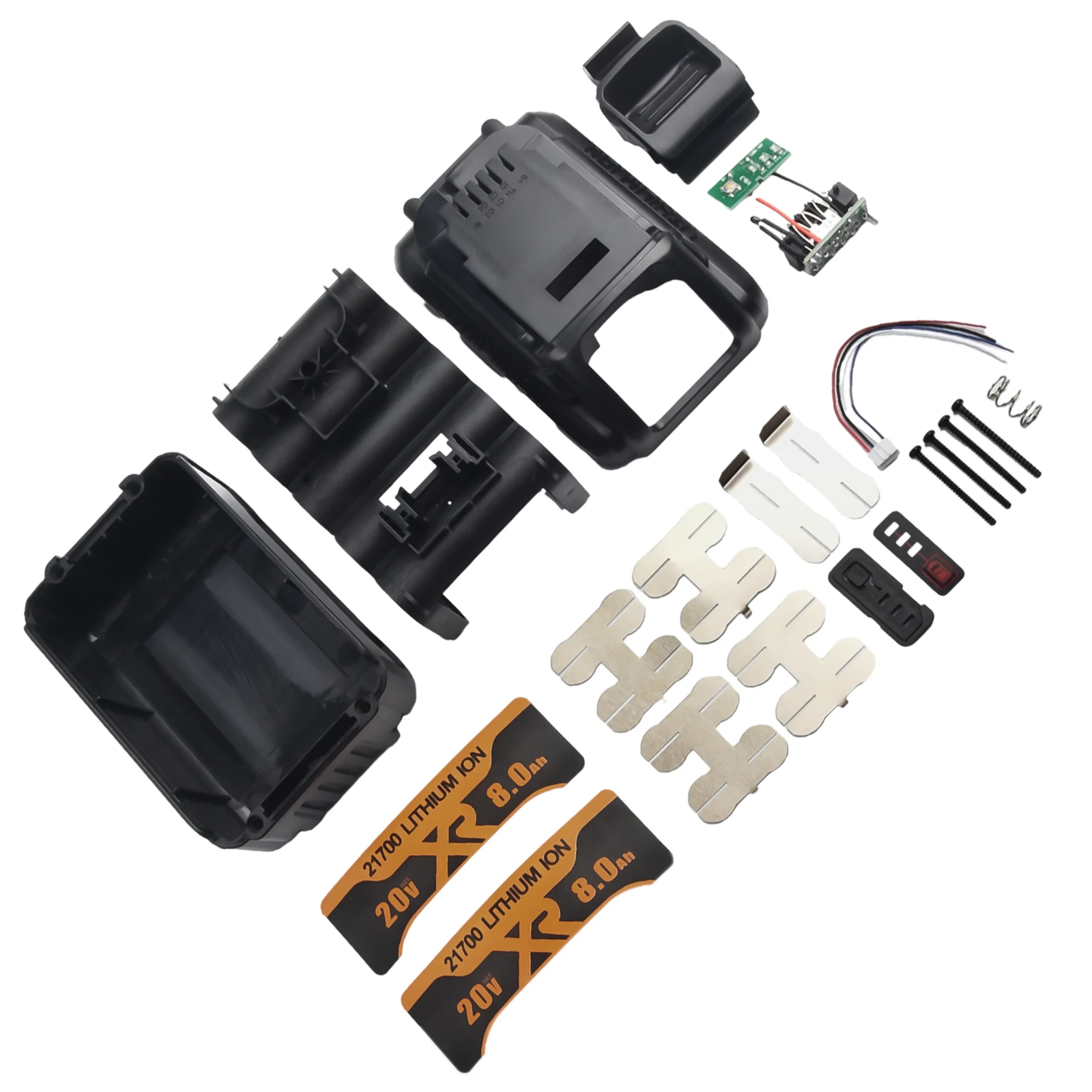

DCB200 10x21700 Li-Ion Battery Plastic Case Box PCB Charging Board For De-walt 18V 20V Li-Ion Battery Cover Power Tool Accessory