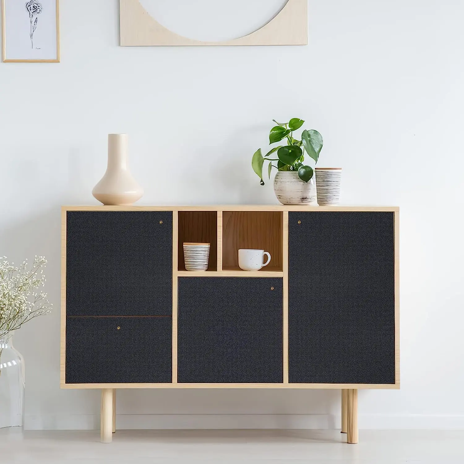 Matte Black Self-Adhesive and Removable Vinyl Wallpaper Waterproof  Contact Paper for Cabinets Countertops Wall Covering 4