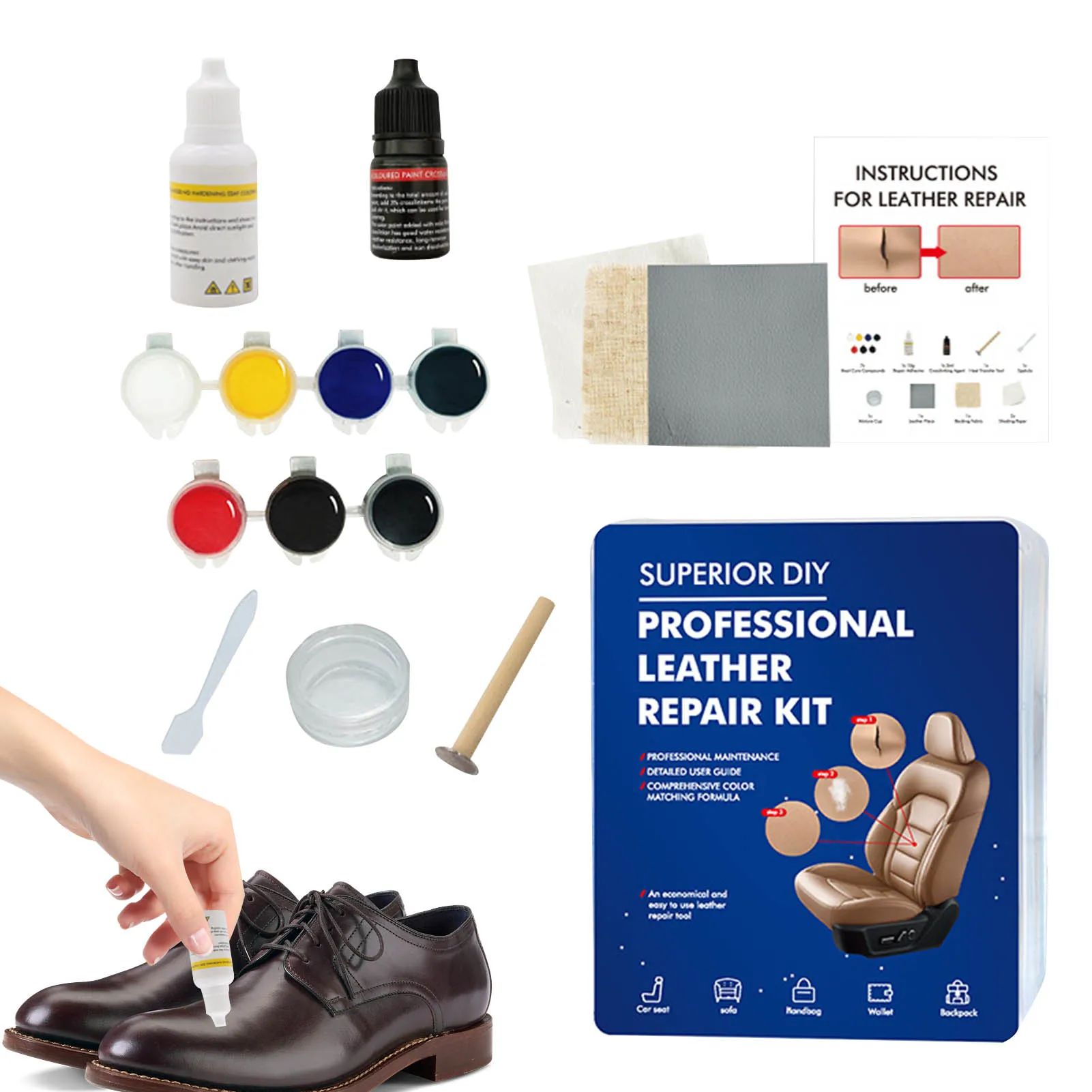 Leather Repair Kits 7 Colors Seat Repairing Kit For Cars Leather