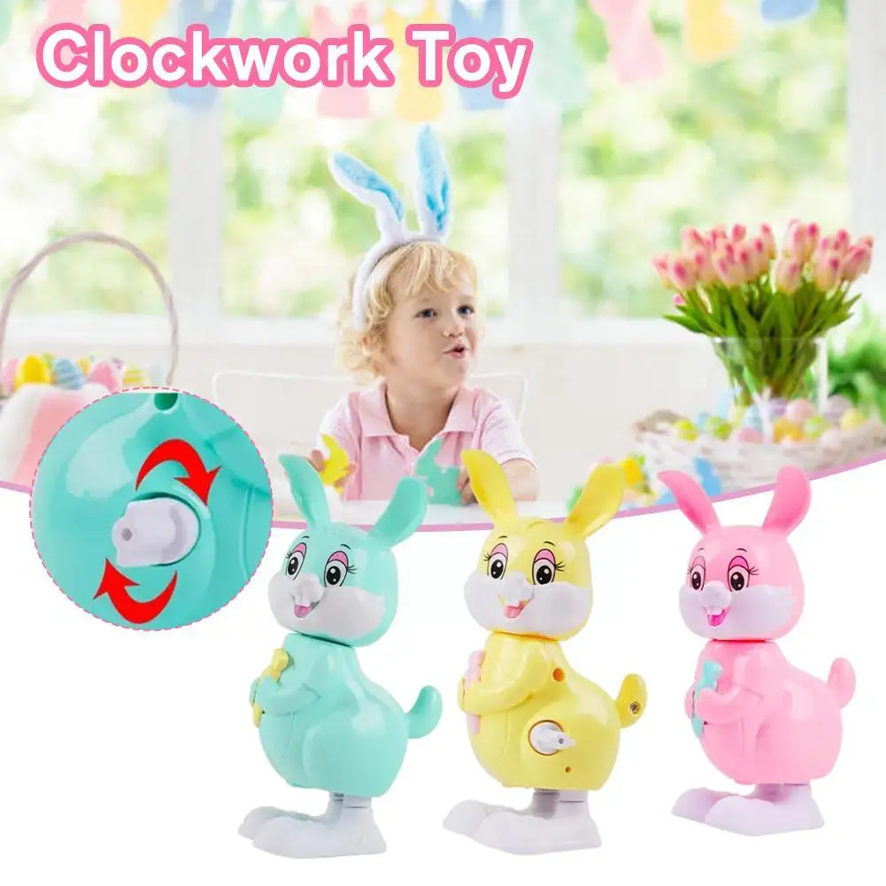 1pcs Spring Clockwork Bunny Toy Mini Rabbit Pull Back Jumping Walking Wind Up Rabbit Toy For Kids Children Boys Educational D6z9 wind up toys transformation dog pull back deformation car funny animal classic clockwork toy for children boys vintage gift