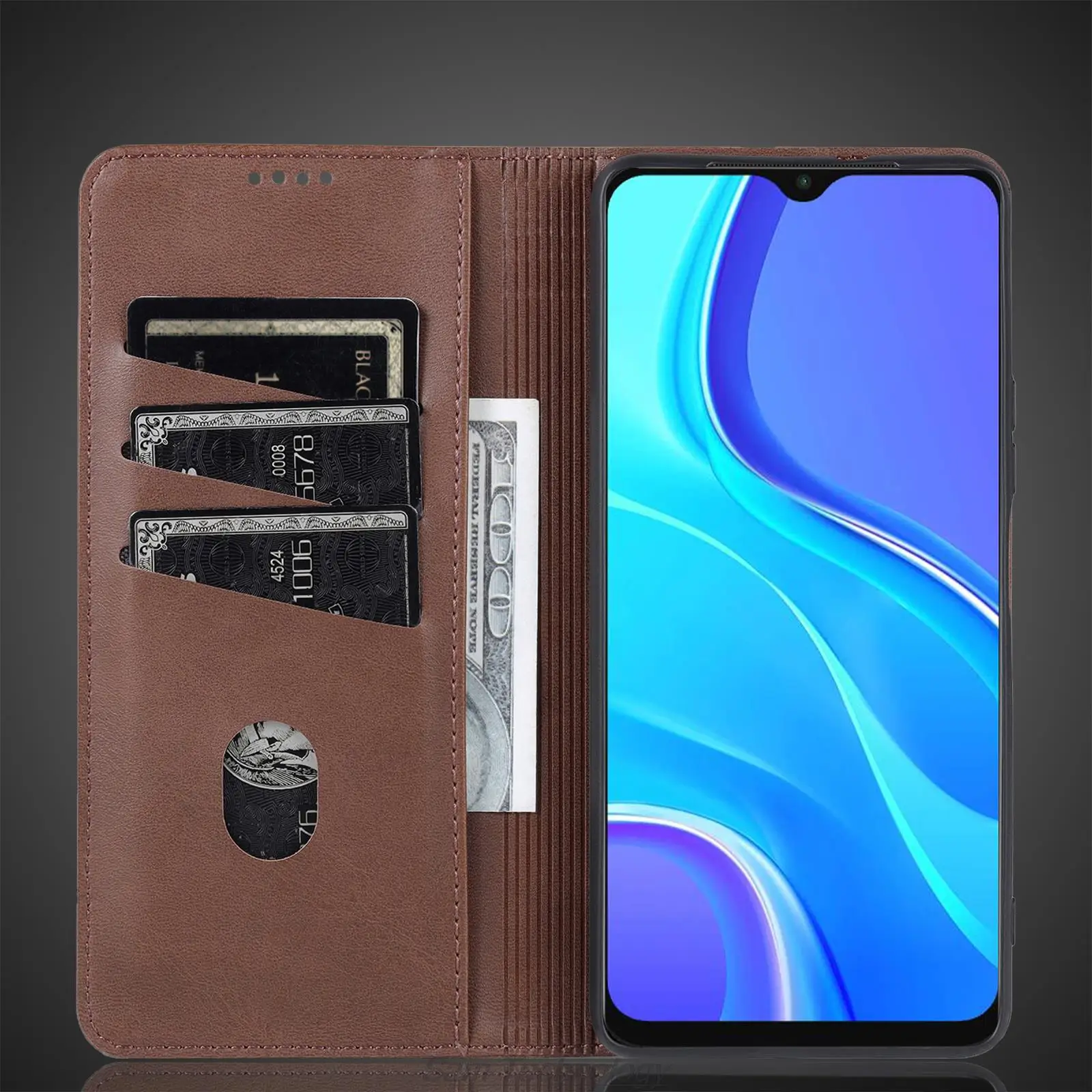 Luxo Magnética Adsorção Case Cabido de Couro para Xiaomi Redmi Redmi9 Flip Capa Protetora Capa Fundas Coque - Image 2