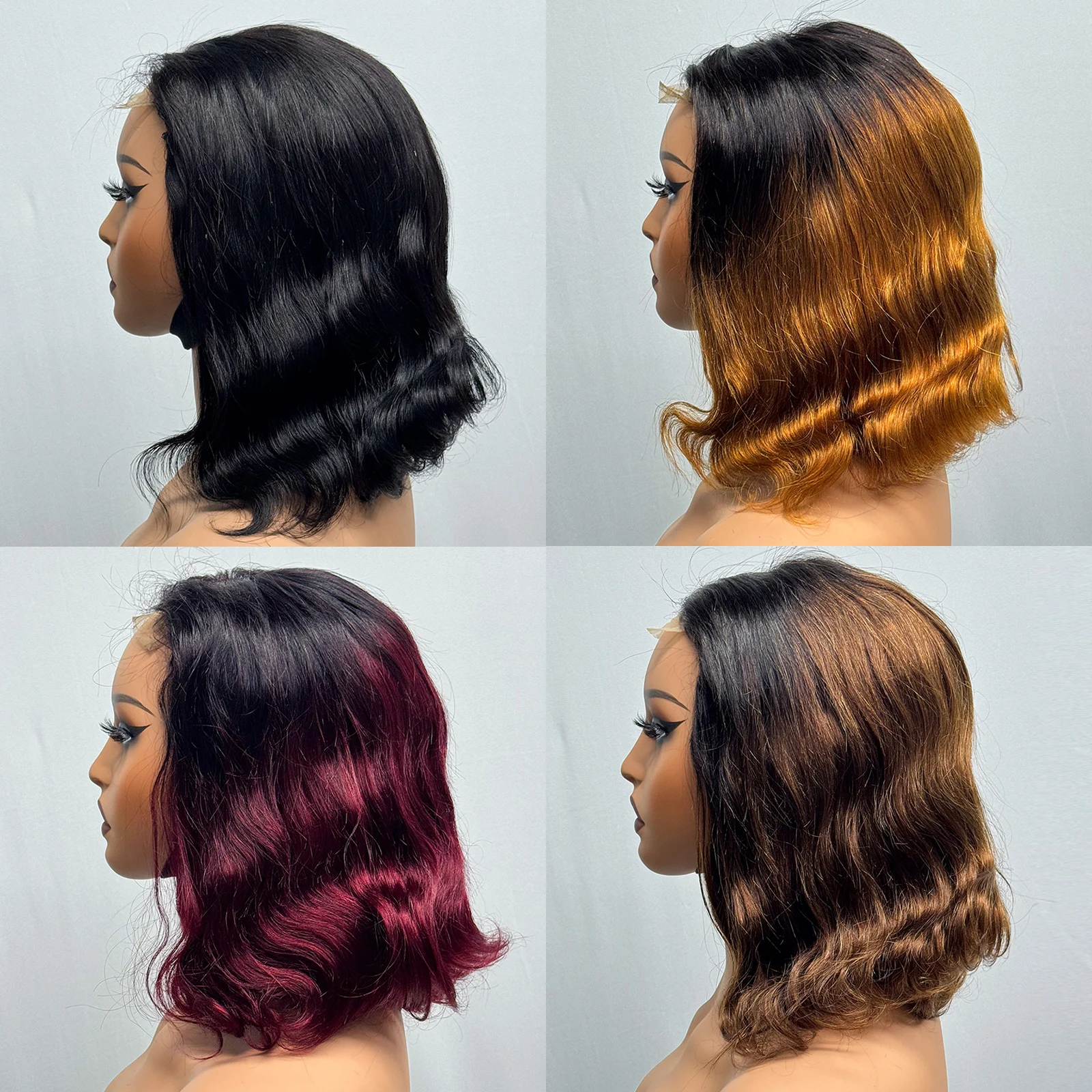 230% Density Body Wave Big Wavy Curly Human Hair Wig 12 Inches 12A Hair 4x4 Transparent Lace Front Human Hair Wig Full End