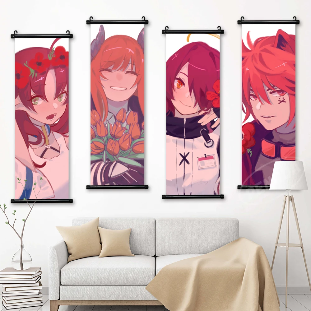 Home Decor Arknights Prints Gioco Wall Mirto Art Vigna Poster Exusiai Canvas Pictures Chiave Scroll Hanging Painting Living Room