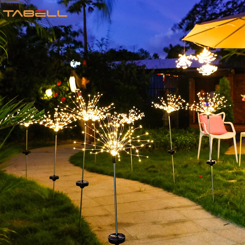 2 PCS Fireworks Lights Waterproof Solar String Lights Holiday Fairy Outdoor Lights For Lawn Garden New Year Christmas Decoration