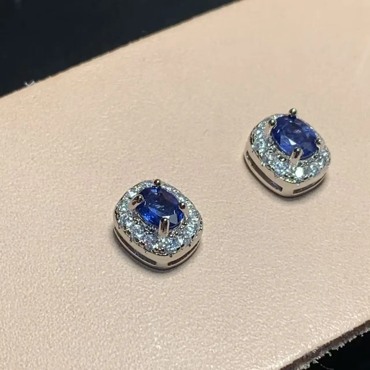 Natural sapphire Gemstone Stud Earrings for Women COPPER Wedding Handmade Jewelry Fashion Gift For Girl New