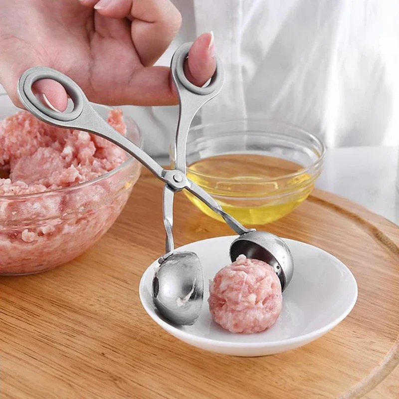 Non Stick Meatball Maker Stainless Steel Meat Ball Clip With Protection Ring Cooking Tool Kitchen Meatball Scoop Ball Maker Tong