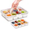 Portable Snackle Box Container  Divided Serving Tray with Lid and Handle Clear Snack Box Organizer for Fruits Candy, Snacks 1