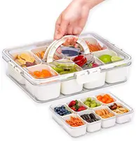 Portable Snackle Box Container  Divided Serving Tray with Lid and Handle Clear Snack Box Organizer for Fruits Candy, Snacks 1