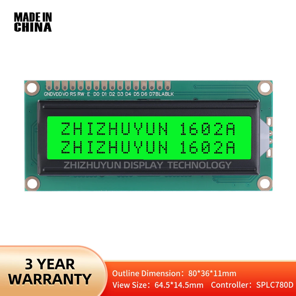 Spot Di Fabbrica All'Ingrosso Lcm1602A Emerald Green Light Black Characters Character Screen Lcd16X2A Screen Spot Module