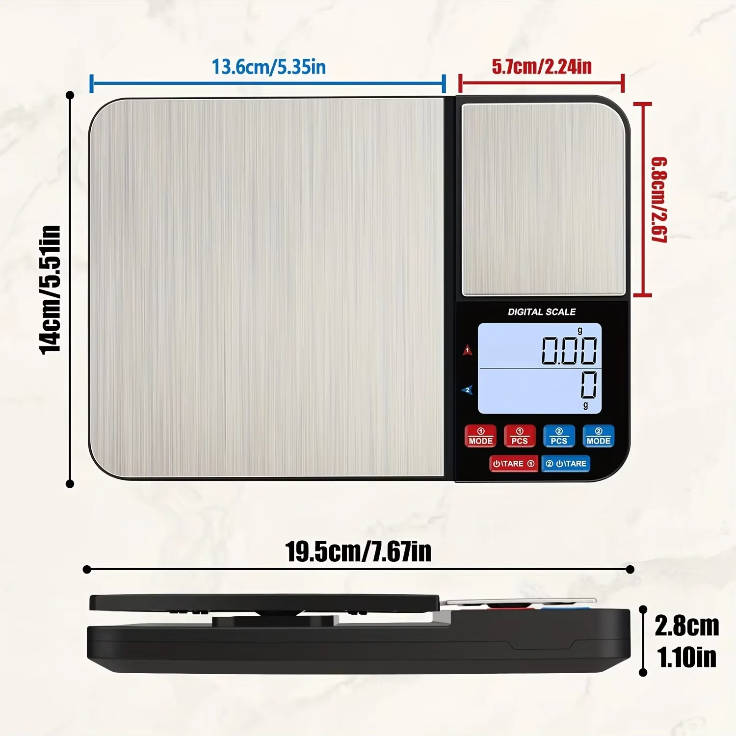 Precision Dual Platform Digital Kitchen Scale with Two Measurement Accuracies and High Capacity
