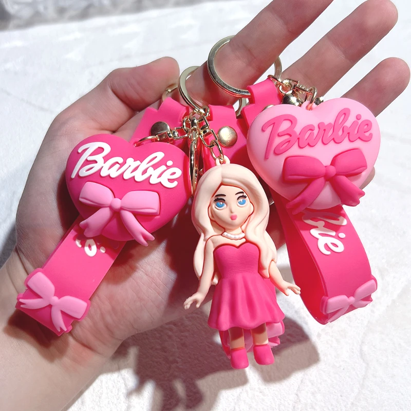 Cute Pink Barbie Extra Keychain Coin Purse Cartoon Doll Fashion Backpack Pendant Hangings Keyring Women Accessories Girls Gift 10pc round metal push lock closure catch clasp bag tongue buckles leather craft women bag purse handbag shoulder bag accessories