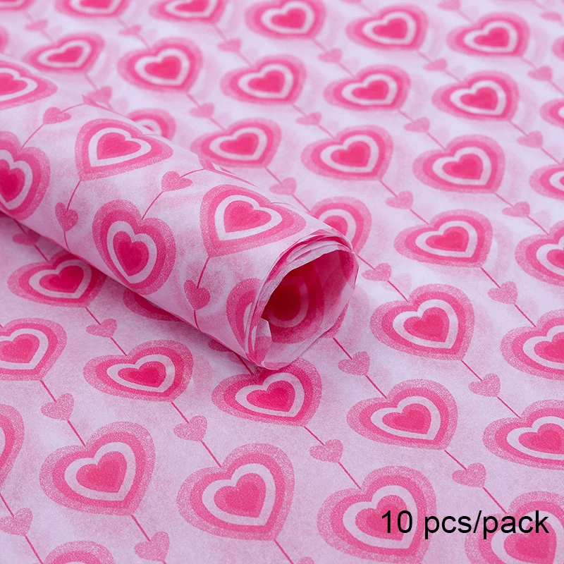 Flower Wrapping Paper Love Heart Tissue Paper DIY Handmade 10Pc 50x66cm for Wedding Party Valentine's Day Gift