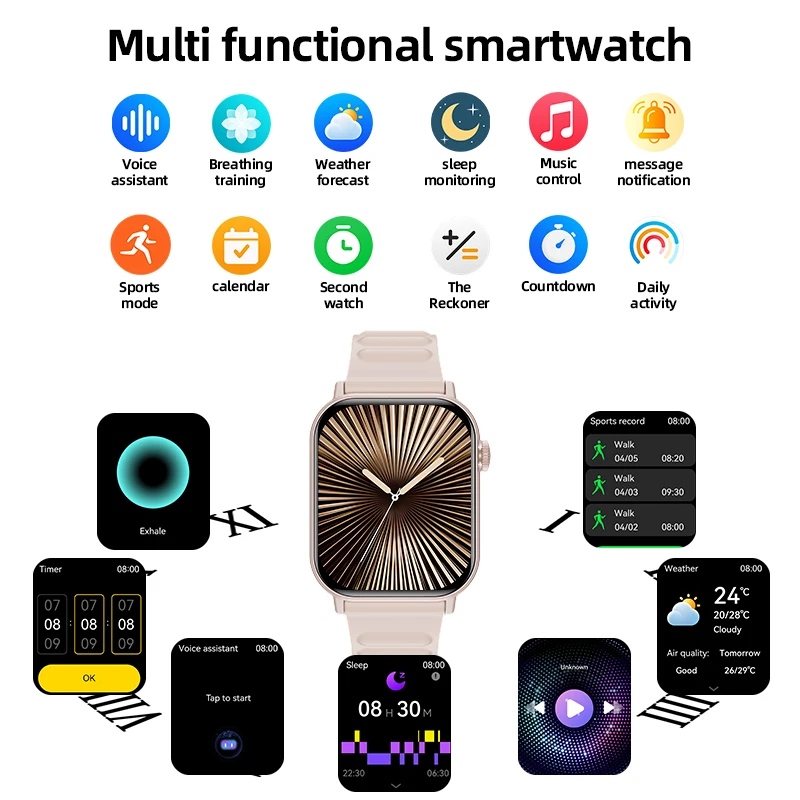 LIGE New Fashion Smart Watch Men Women 1.83" HD Voice Call Sport Fitness Bluetooth Smartwatch Ladies Bracelets Health Monitoring
