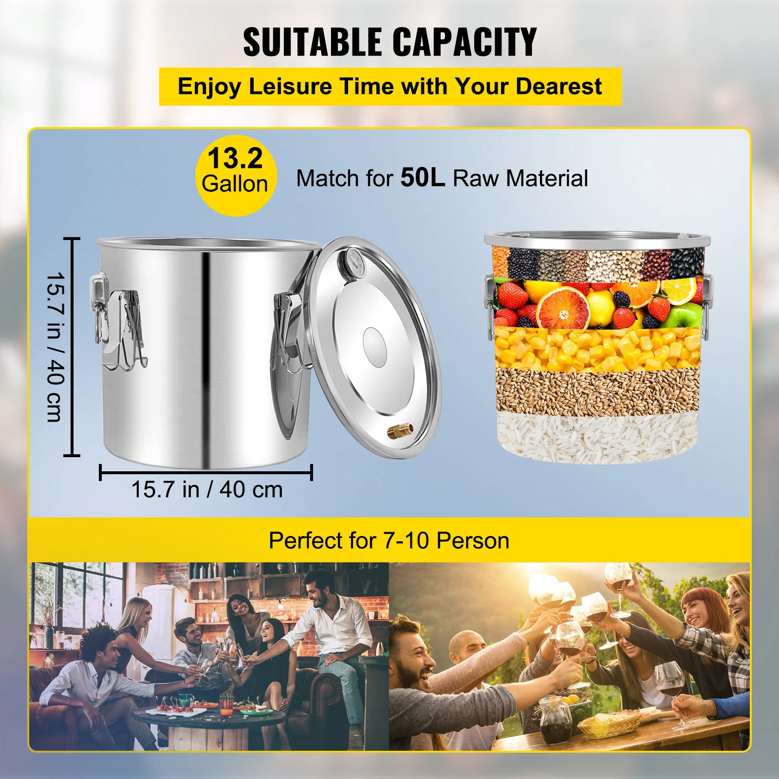 Stainless Steel Water Alcohol Distiller with Copper Tube