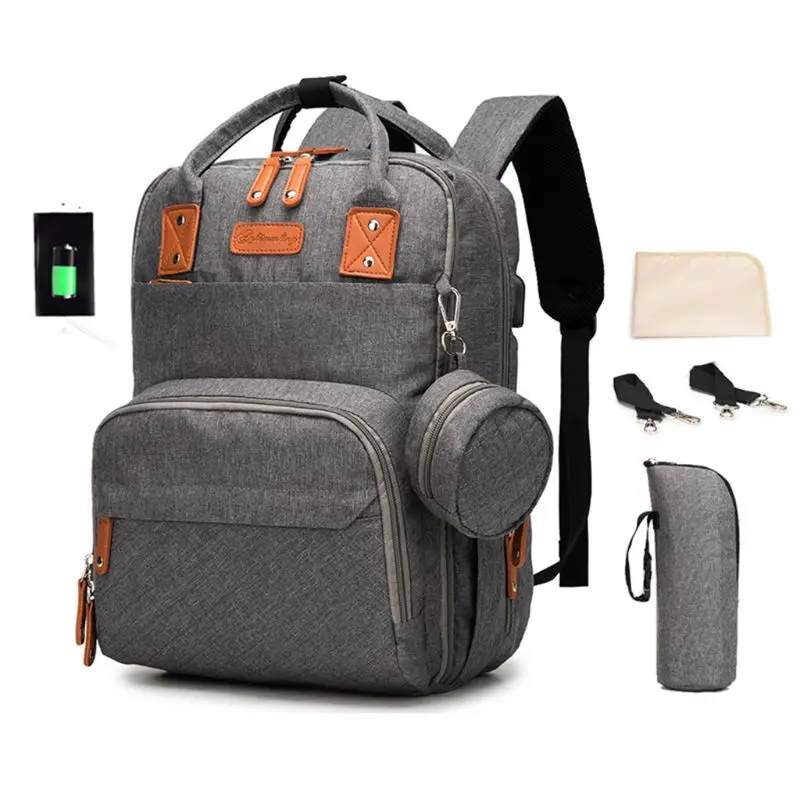 Baby Diaper Backback Large Capacity Mummy Nappy Bag Multifunctional Daypack with Pacifier Holder Changing Pad Stroller
