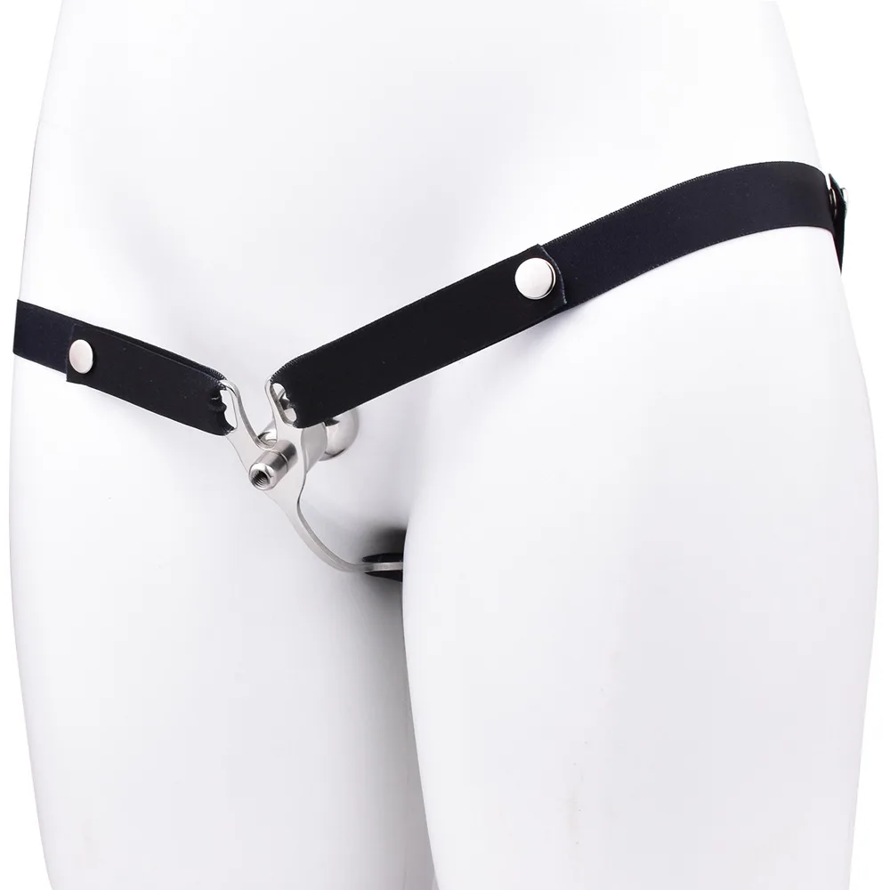 UNMZ Male Erotic Toys Stainless Steel Imitation Cage Sheet Flat Negative Negative Chastity Lock Belt Set Hidden Penis Sissy COS