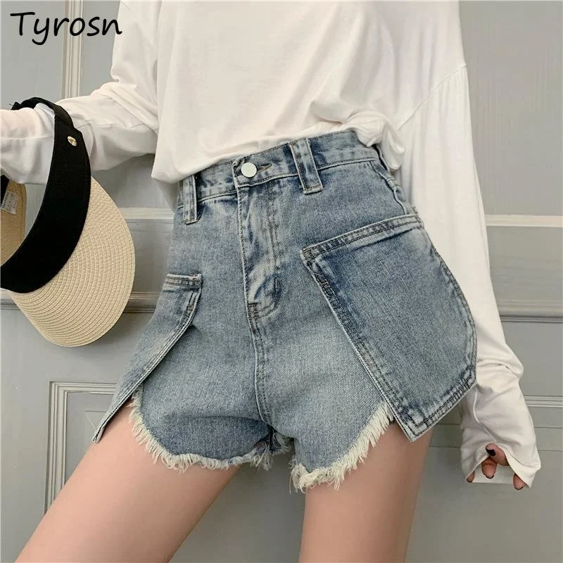

Shorts Women Patchwork Denim S-5XL Korean Style Irregular Casual Summer All-match Fashion Students Daily Simple Chic Comfortable