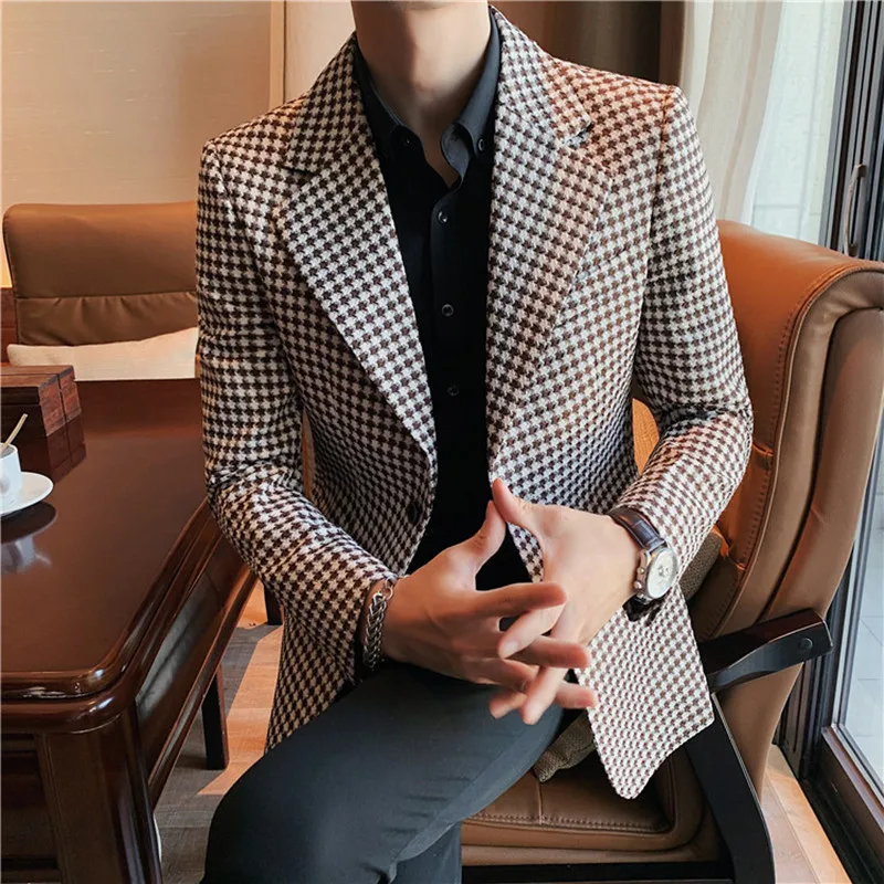 Blazer Masculino Xadrez Estilo Britânico, Casaco De Jaqueta Casual Af603,  4xl 5xl - Blazers - AliExpress