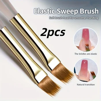 2 pennelli per unghie con setole larghe e morbide, design sfumato, manico in acrilico, applicatore per smalto gel, strumenti per unghie