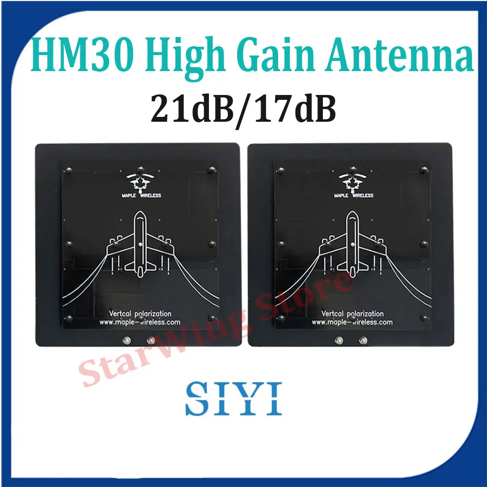 

SIYI HM30 21 дБ 17 дБ антенна с высоким коэффициентом усиления Направленная антенна с наземным блоком HM30 и антенной