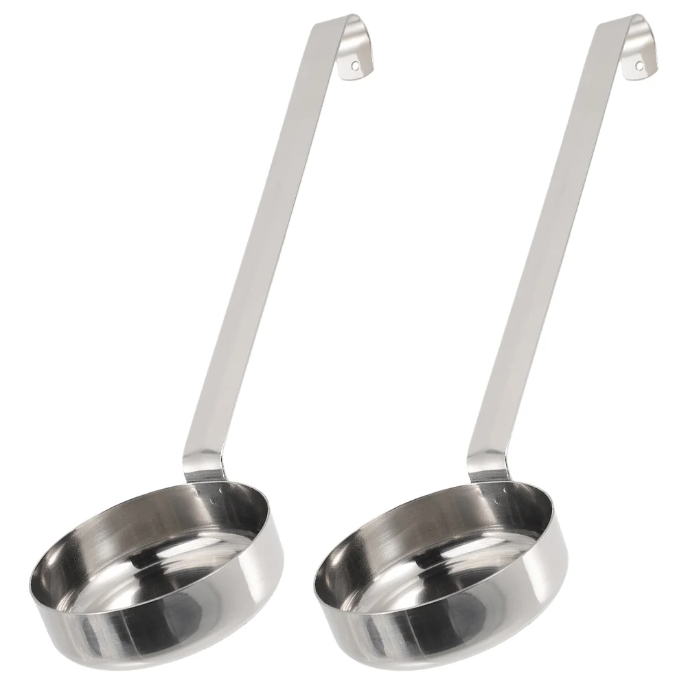 2 Pcs Ladle Soup Spoons Pizza Sauce Spread Handle Long Kitchen Measuring