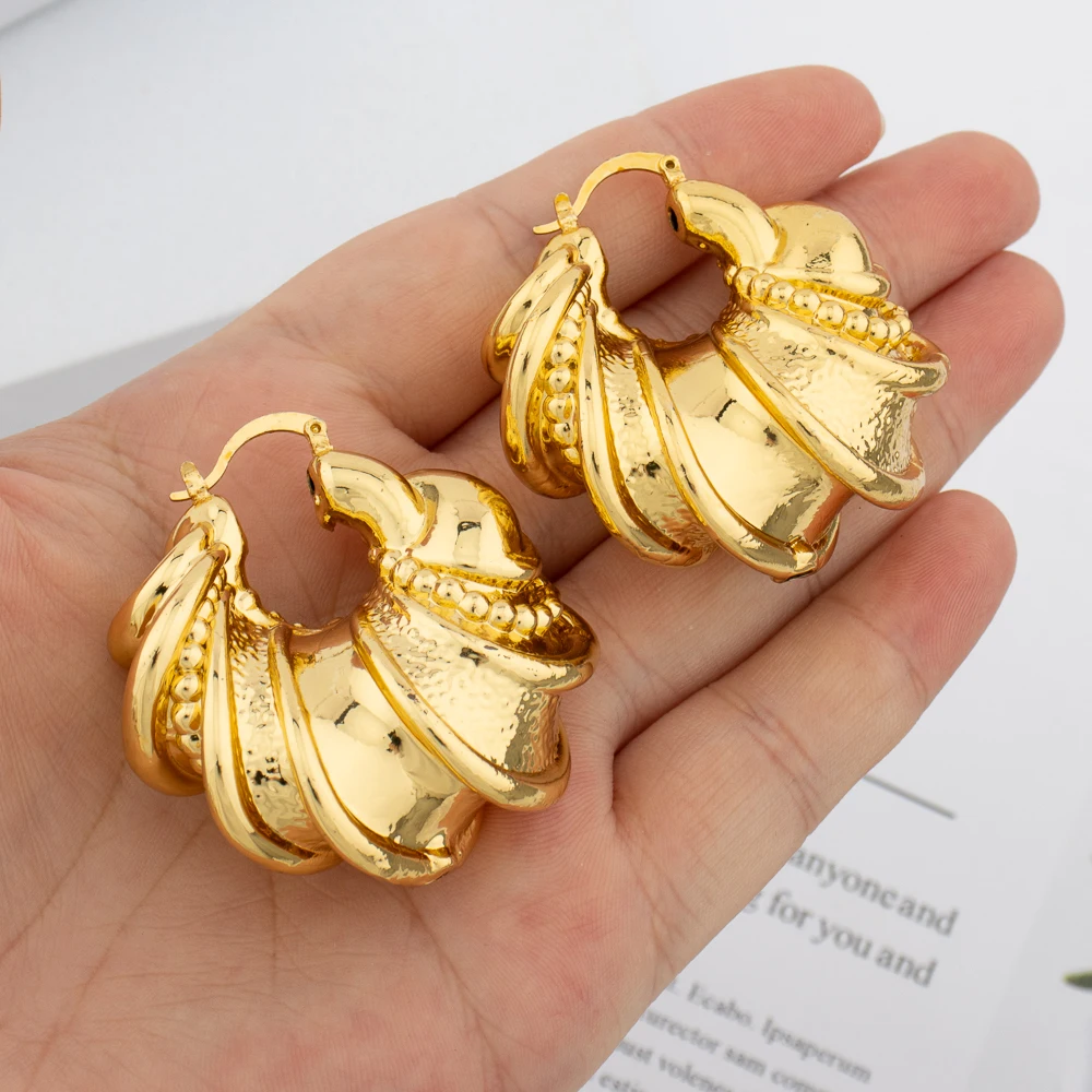 Indian Wedding Hoop Earrings Nigerian Luxury Women's Earrings African Dubai 18K Gold Plated Jewelry Sets Jewellery Party Gifts