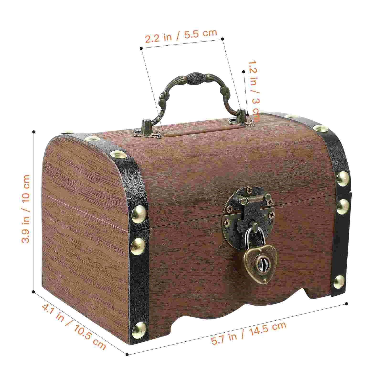 Vintage money jewelry Storage box Wooden pirate Treasure case Wood Piggy bank Chest Decorative Coin Lock Boxes Money saving box piggy bank wooden piggy bank coin bank coin holder wooden money box cash box safe box treasure box